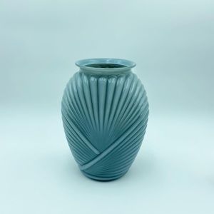 MCM Anchor Hocking Draped Ribbed Glass Vase in Grey